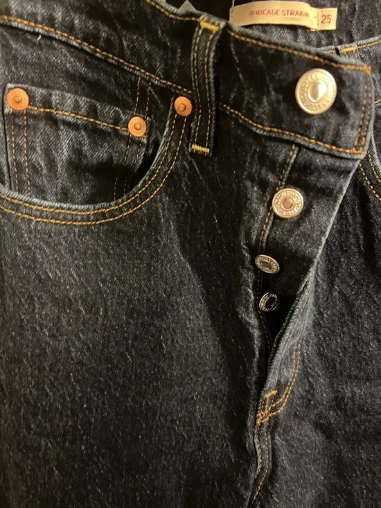 Levi's High Rise Dark Blue Straight Jeans - Picture 4 of 5